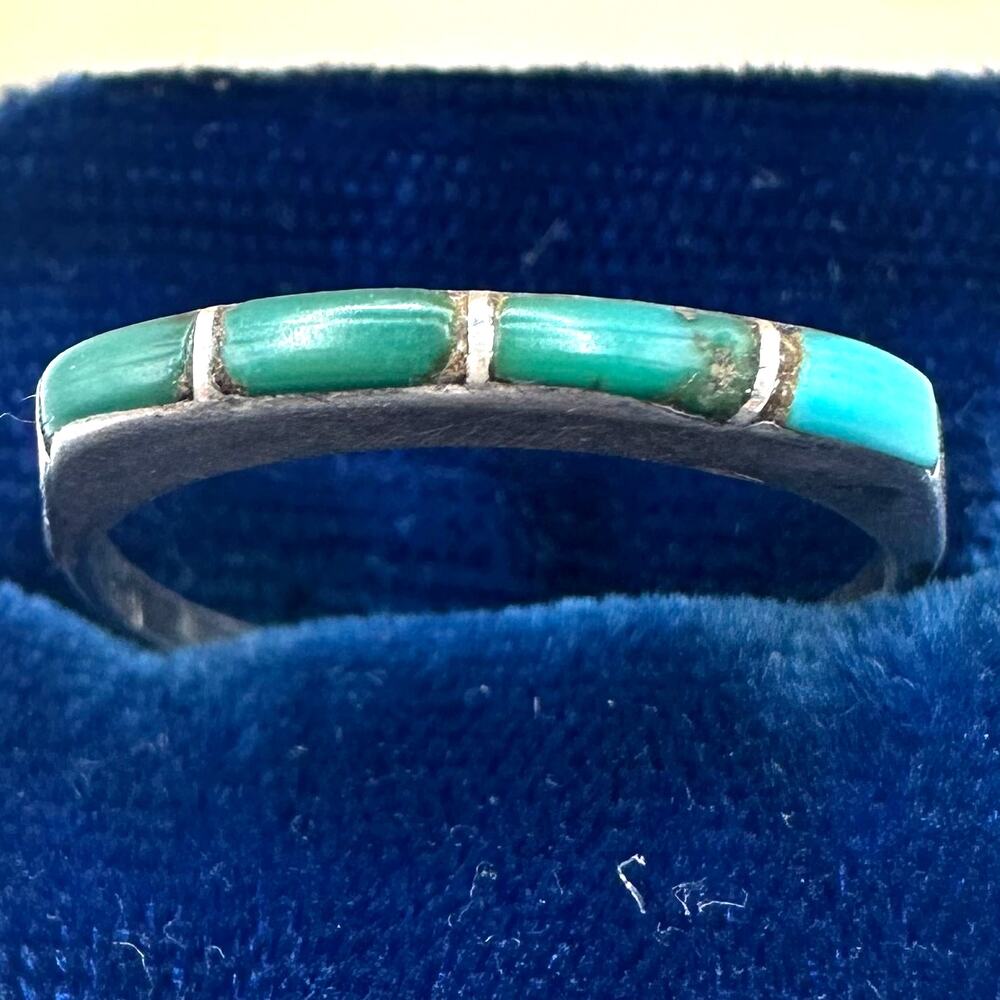 Vintage Navajo Native American 925 sterling silver genuine turquoise ring 8.5